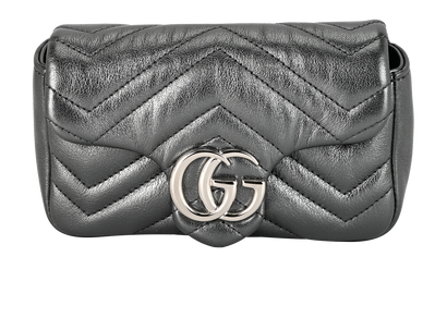 GG Marmont Super Mini, &pound;650, Handbags, Grey, Leather, Front view